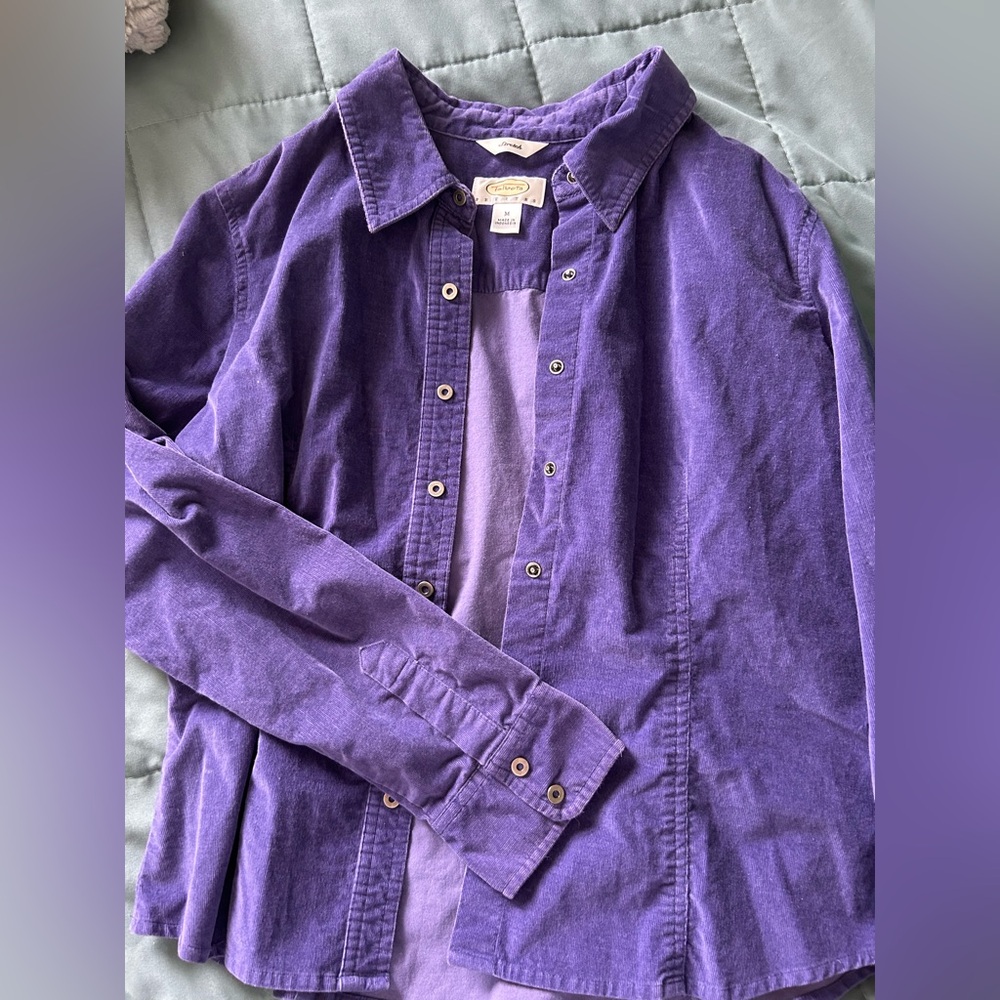 Talbots Purple Button-Up Corduroy Shirt